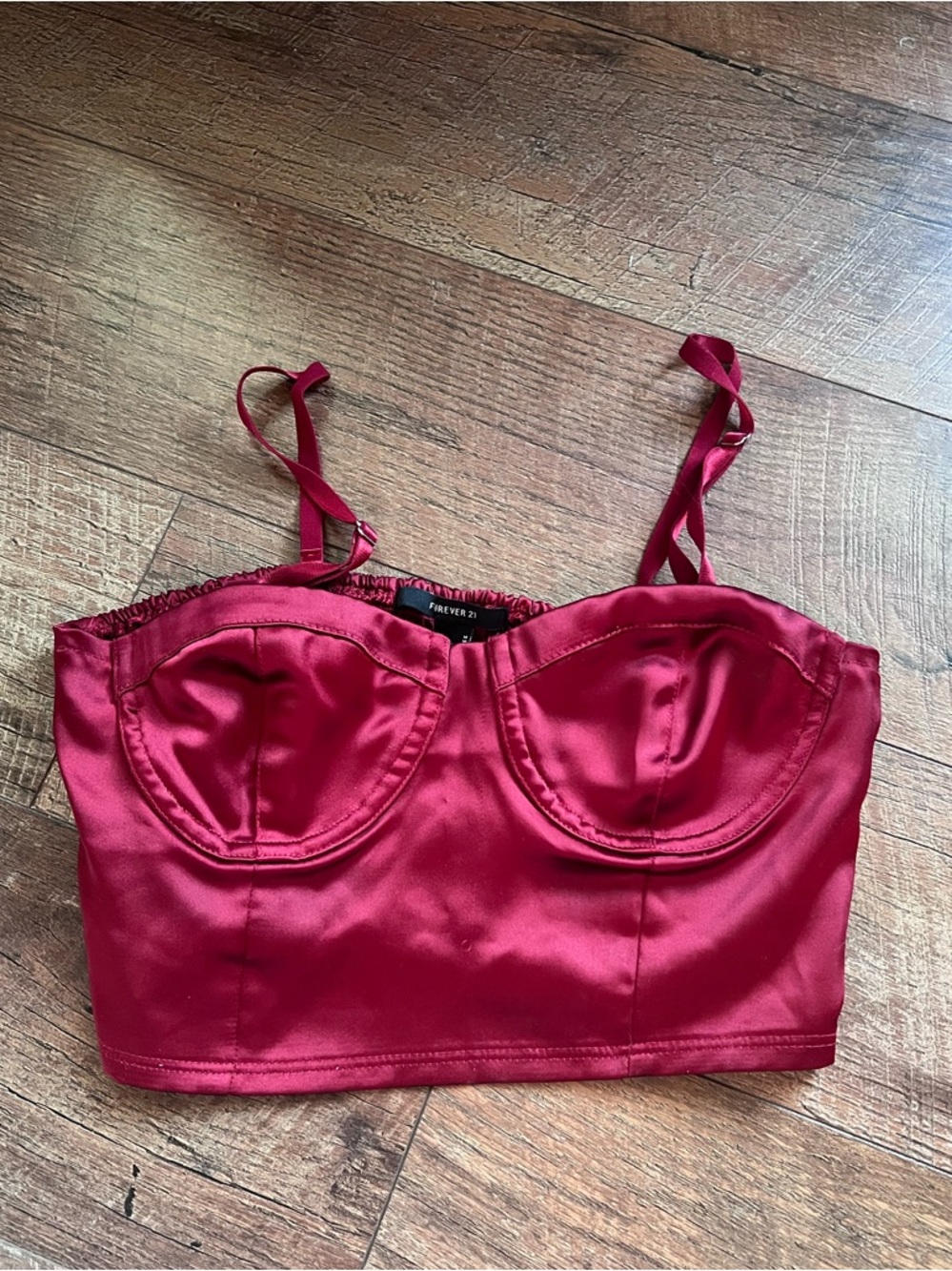 Forever 21 Red Satin Bustier Crop Top